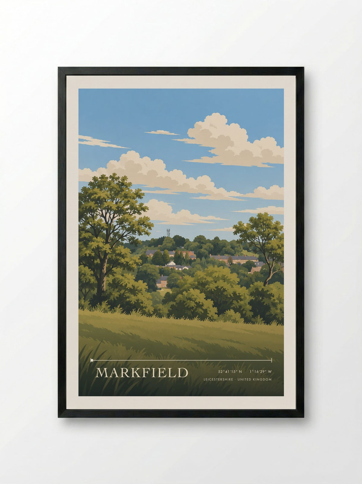 Markfield, Leicestershire | Travel Poster - Framed Print Black