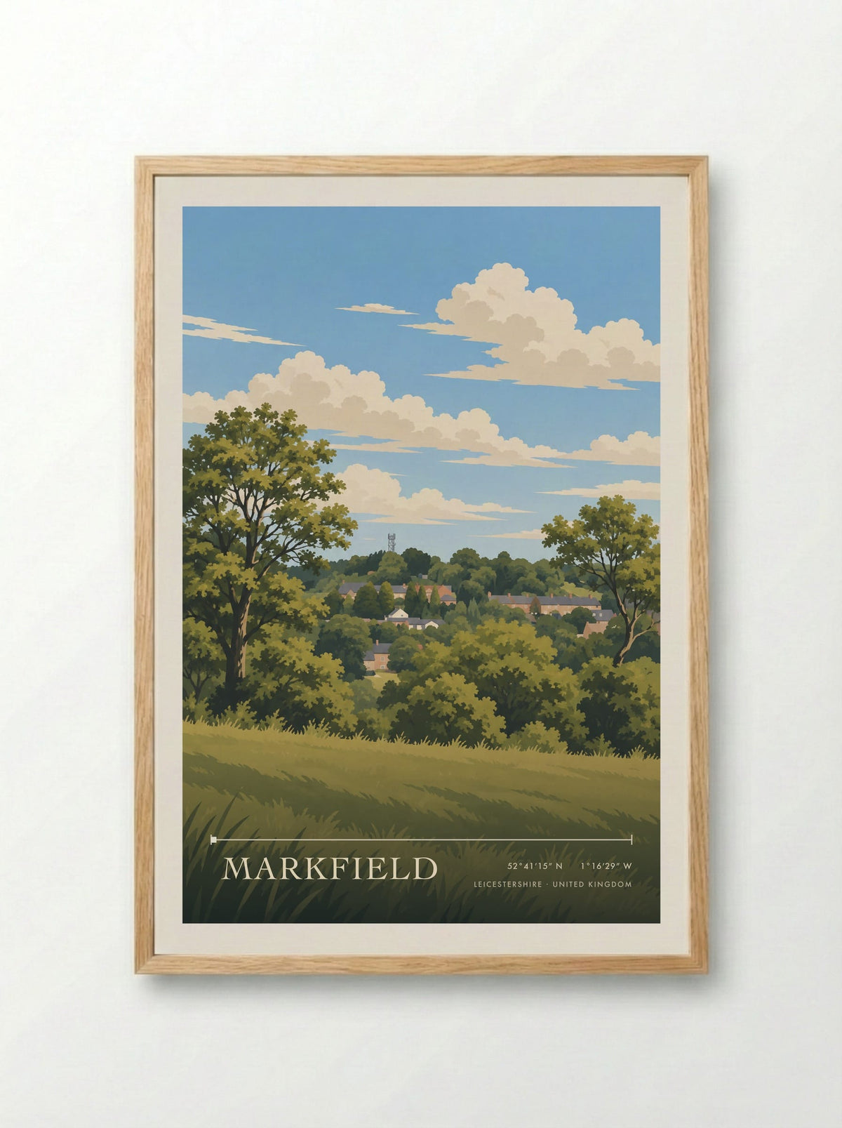 Markfield, Leicestershire | Travel Poster - Framed Print Wood
