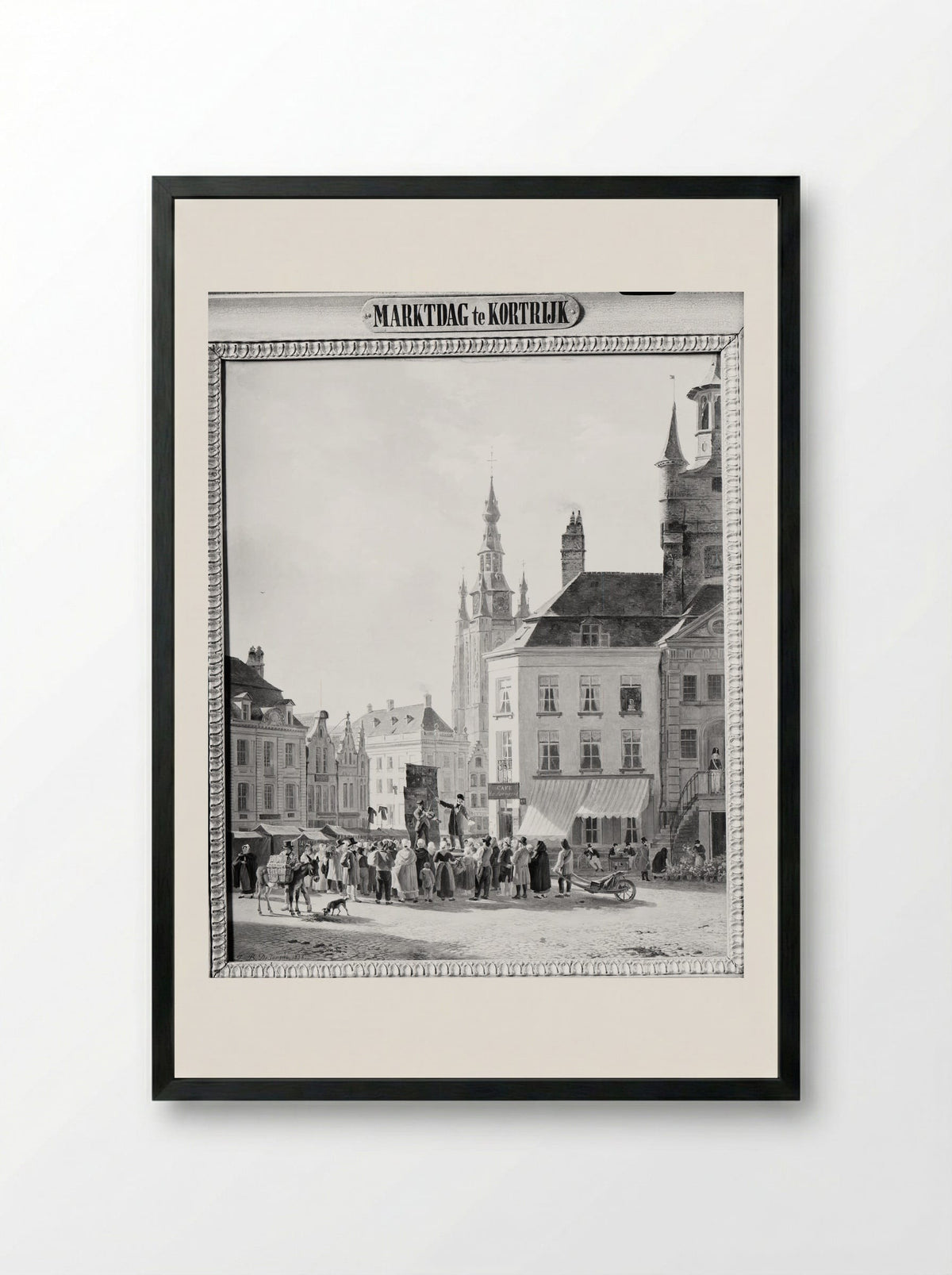 Marktdag in Kortrijk - Jan Baptiste De Jonghe - Framed Print Black