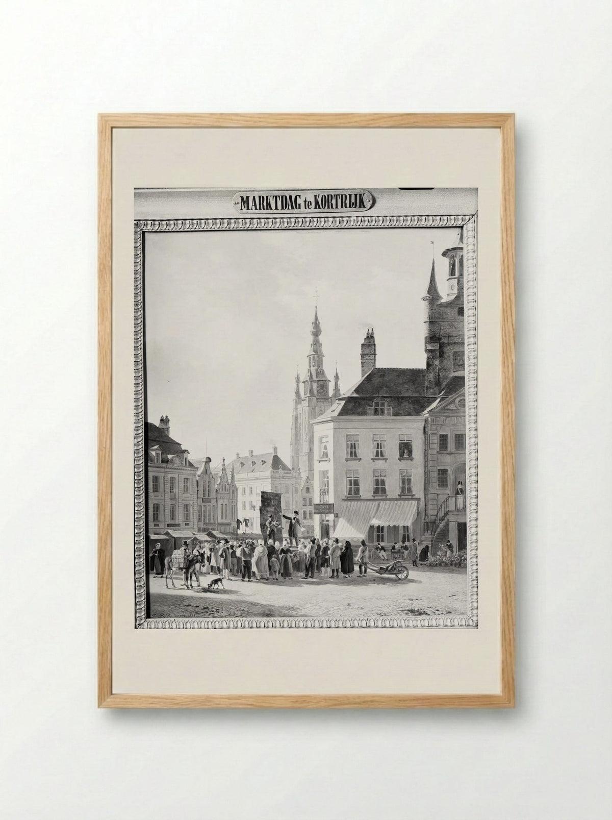 Marktdag in Kortrijk - Jan Baptiste De Jonghe - Framed Print Wood