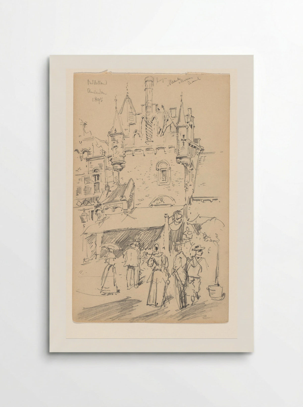Marktplein van de nagebouwde stad Oud-Holland op de Wereldtentoonstelling voor het Hotel- en Reiswezen van 1895 - Jan Hoynck van Papendrecht - Poster