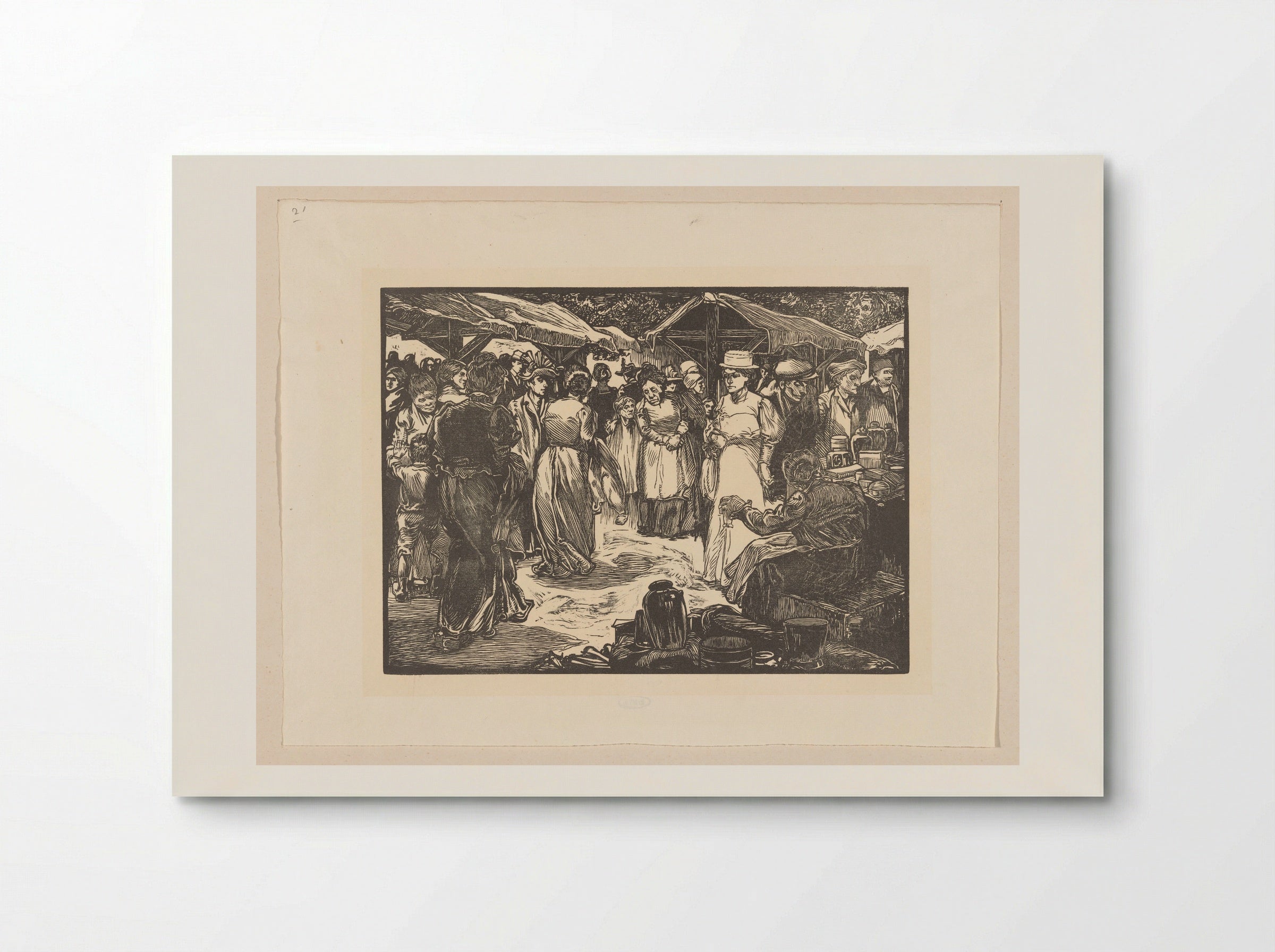 Marktscène met mannen en vrouwen - Johannes Josephus Aarts - Poster