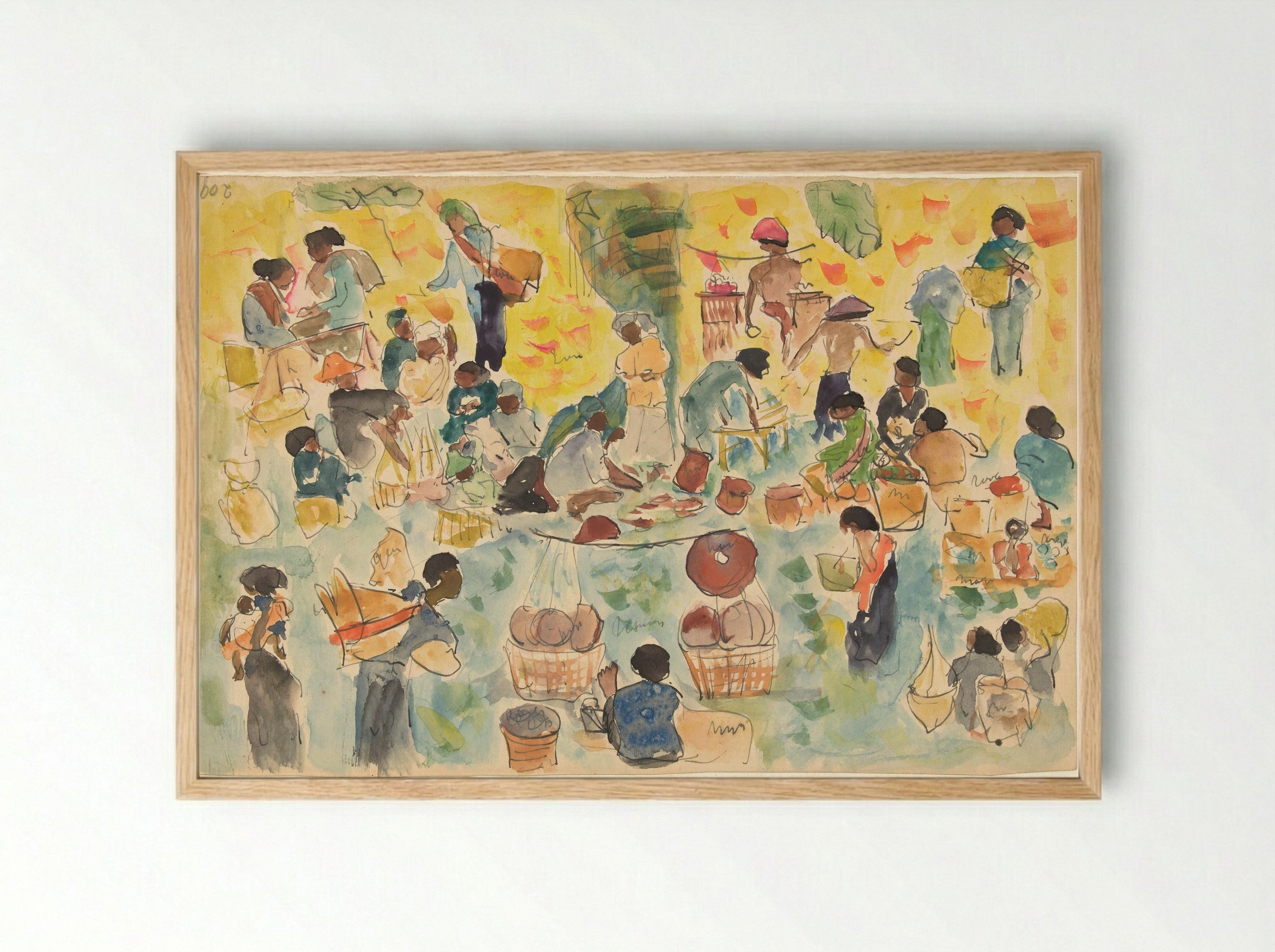 Markttafereel in Nederlands-Indië - Pierre Jean Apol - Framed Print Wood