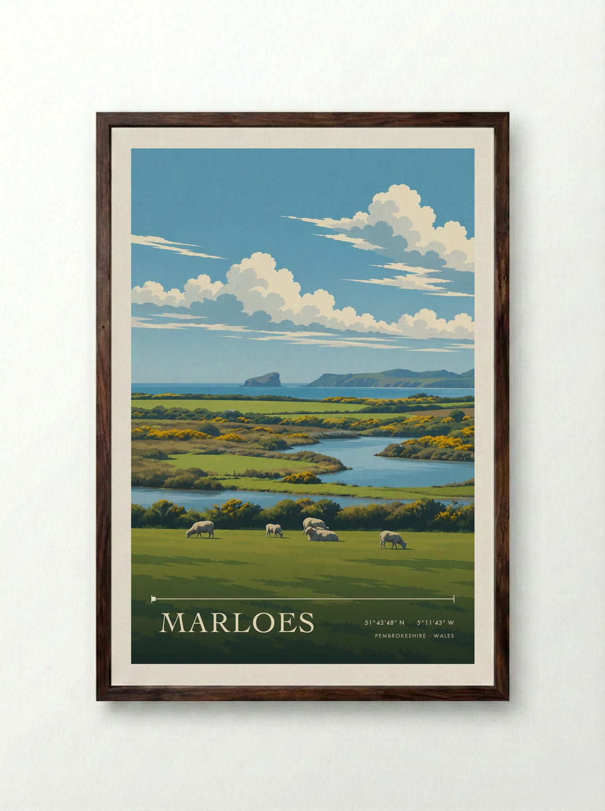 Marloes, Pembrokeshire | Travel Poster - Framed Print Dark Wood