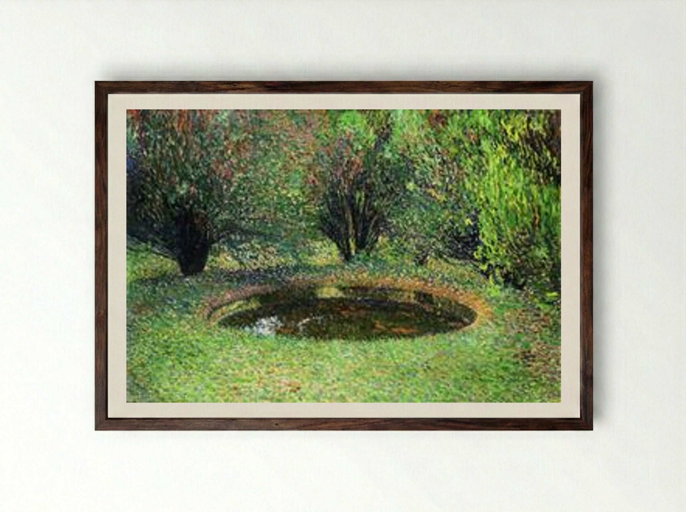 Marquayrol, Basin with Thujas - Henri Martin - Framed Print Dark Wood