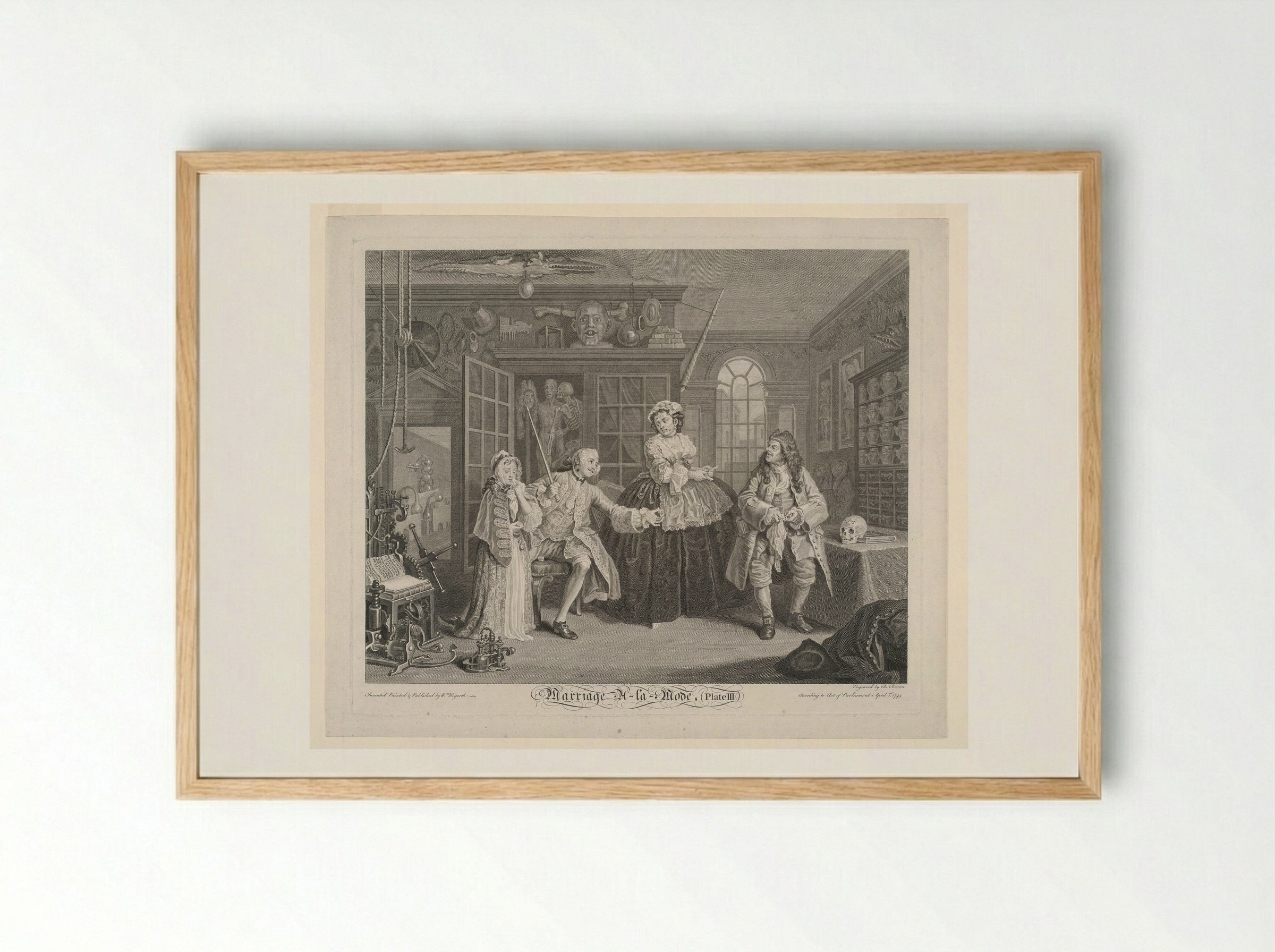 Marriage A-la-Mode, Plate III: The Inspection - William Hogarth - Framed Print Wood
