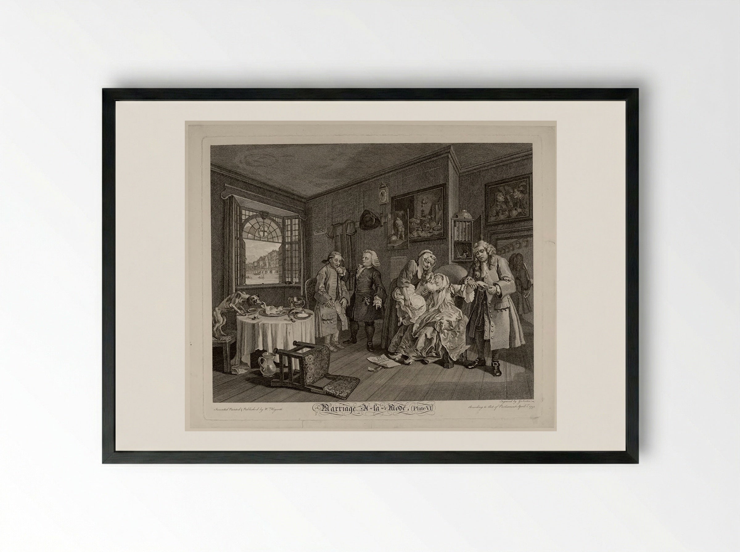 Marriage A-la-Mode, Plate VI: The Lady's Death - William Hogarth - Framed Print Black