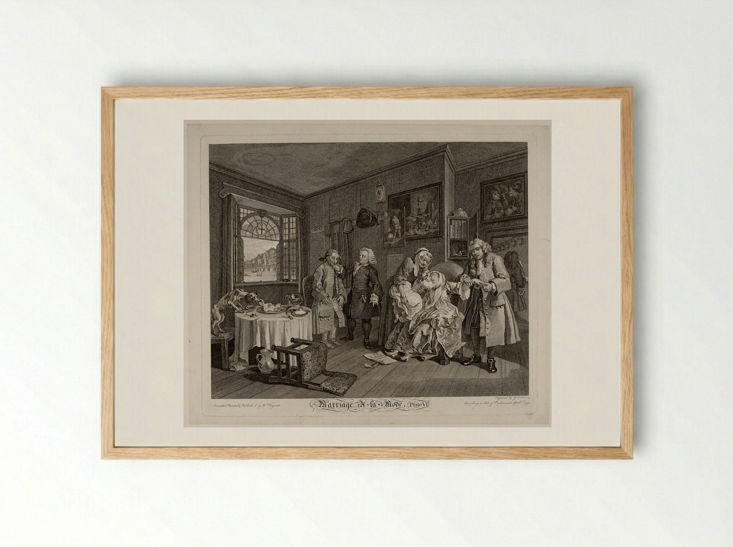 Marriage A-la-Mode, Plate VI: The Lady's Death - William Hogarth - Framed Print Wood