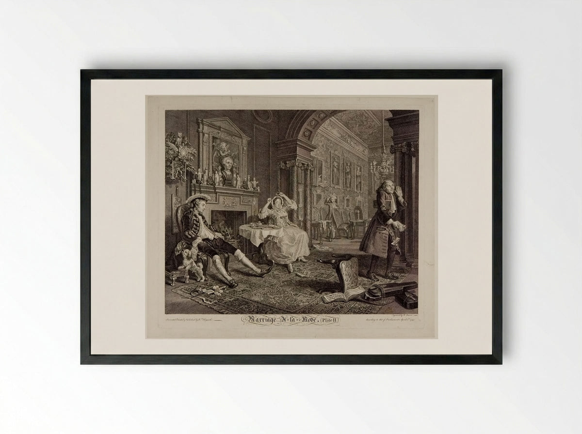 Marriage A-la-Mode: 2, The Tête à Tête - William Hogarth - Framed Print Black