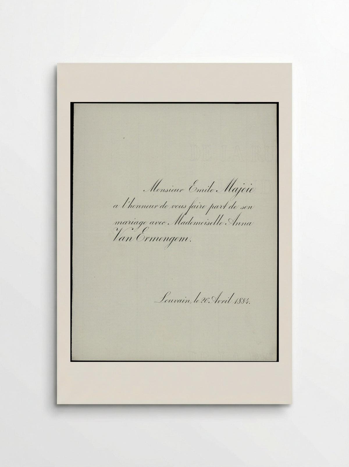 Marriage Announcement of Émile Majoie and Anna Van Ermengem - Émile van Ermengem - Poster