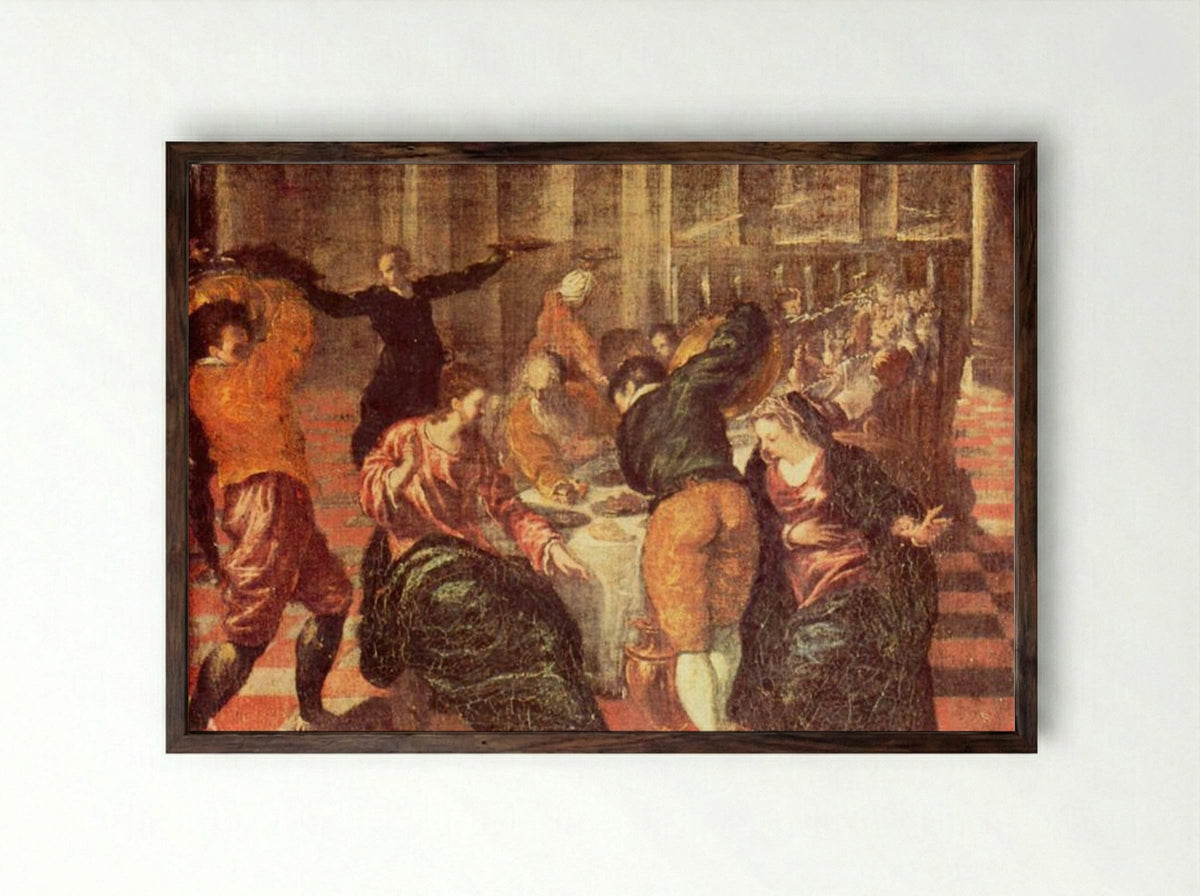 Marriage at Cana - El Greco - Framed Print Dark Wood