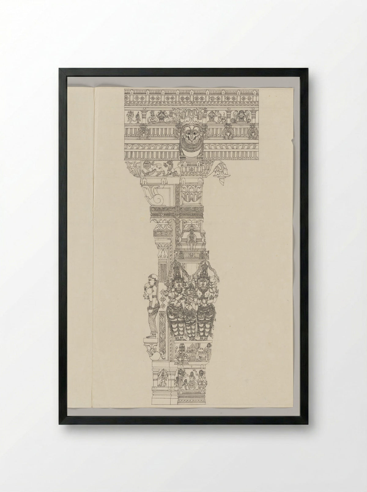 Marriage of Minakshi and Sundarehsvara, attended by Vishnu - Fine Art Print - Framed Print Black
