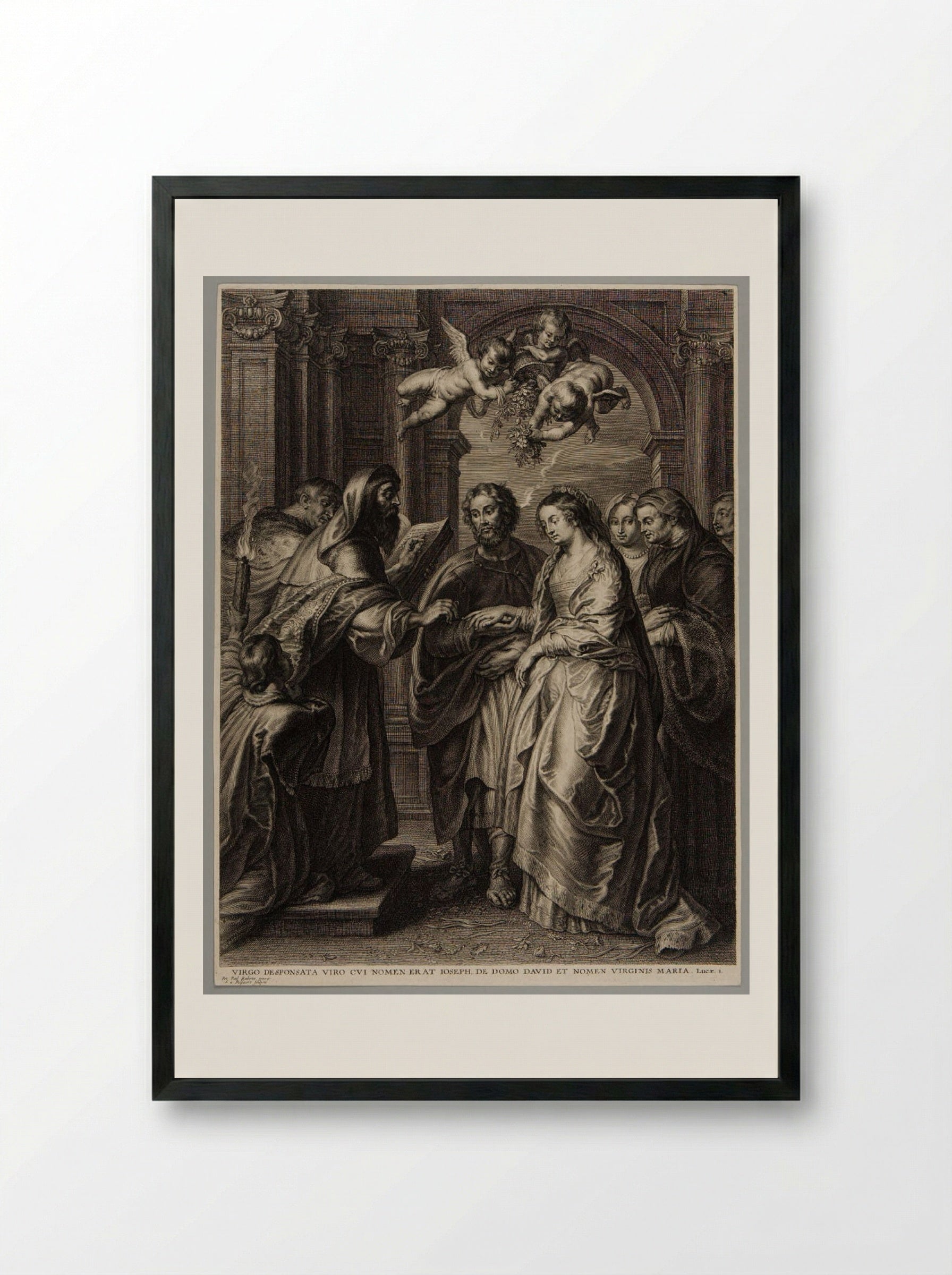 Marriage of the Virgin - Schelte Adamsz. Bolswert - Framed Print Black