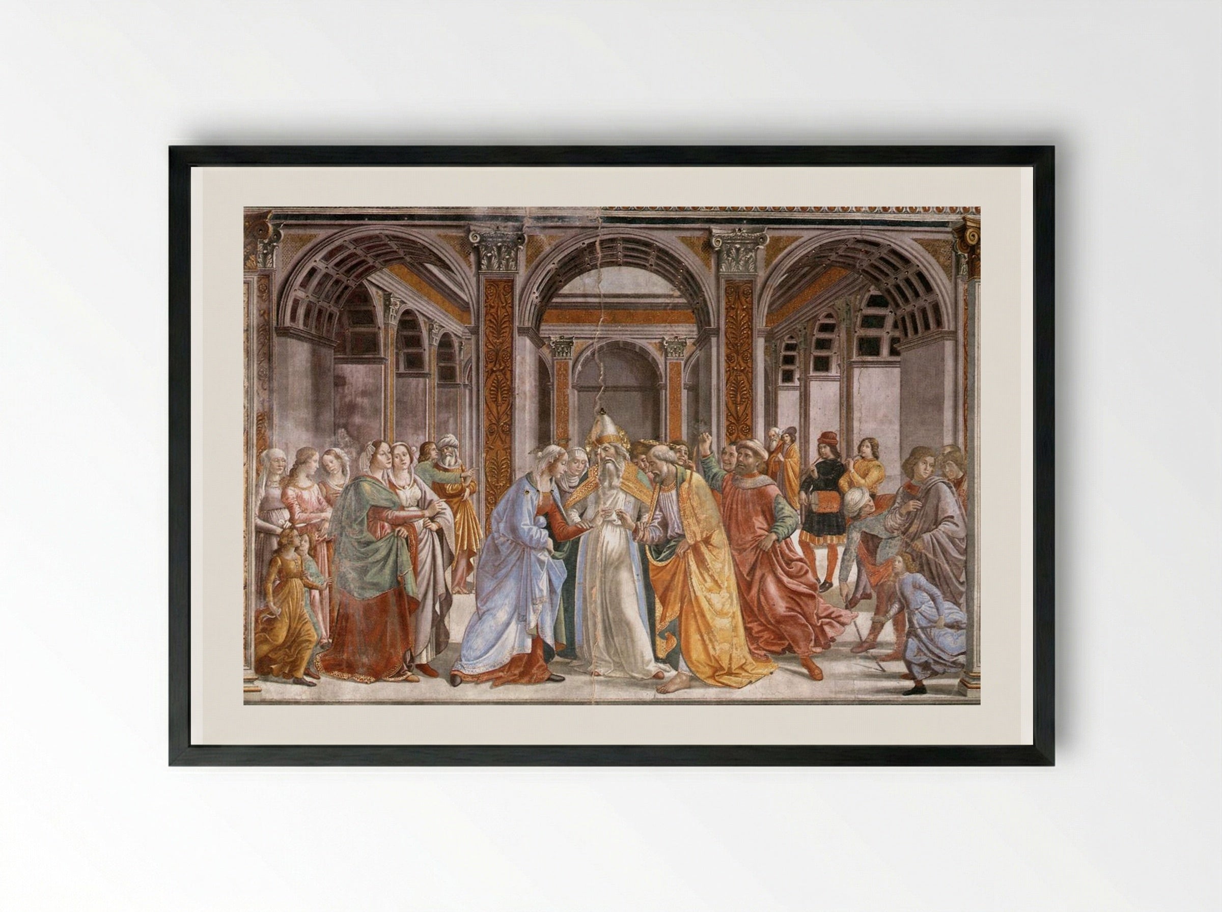 Marriage of the Virgin - Domenico Ghirlandaio - Framed Print Black