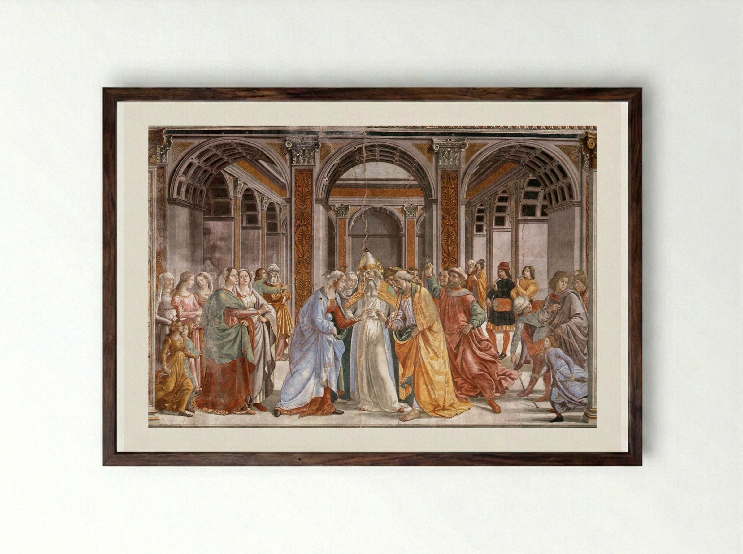 Marriage of the Virgin - Domenico Ghirlandaio - Framed Print Dark Wood