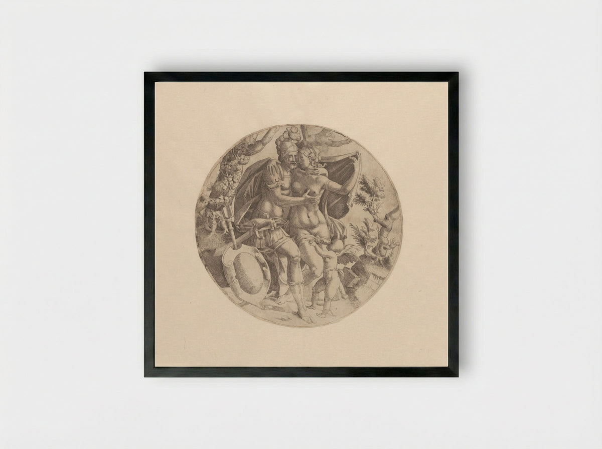 Mars, Venus and Cupid - Jean Mignon - Framed Print Black
