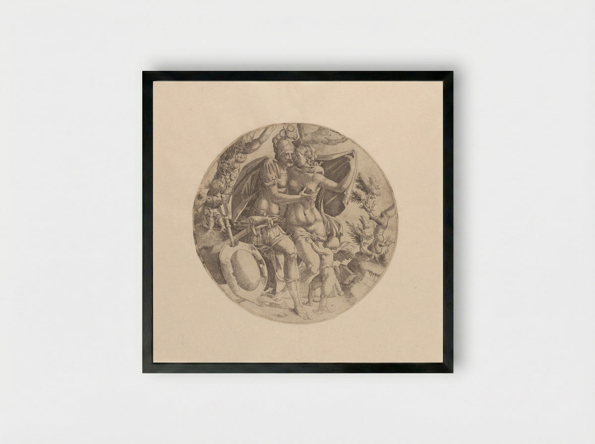 Mars, Venus and Cupid - Jean Mignon - Framed Print Black