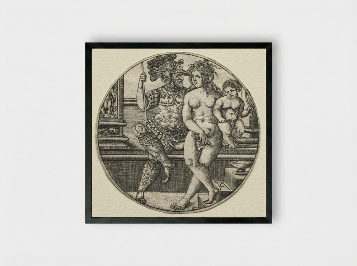 Mars, Venus, and Cupid - Allaert Claesz - Framed Print Black