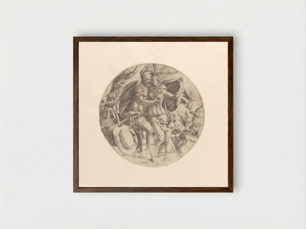 Mars, Venus and Cupid - Jean Mignon - Framed Print Dark Wood