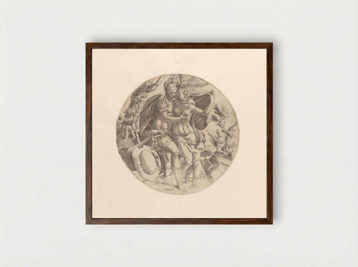 Mars, Venus and Cupid - Jean Mignon - Framed Print Dark Wood