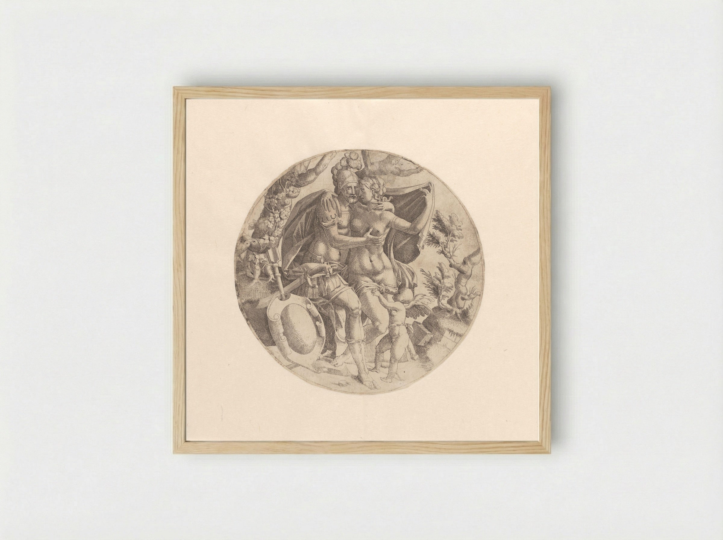 Mars, Venus and Cupid - Jean Mignon - Framed Print Wood