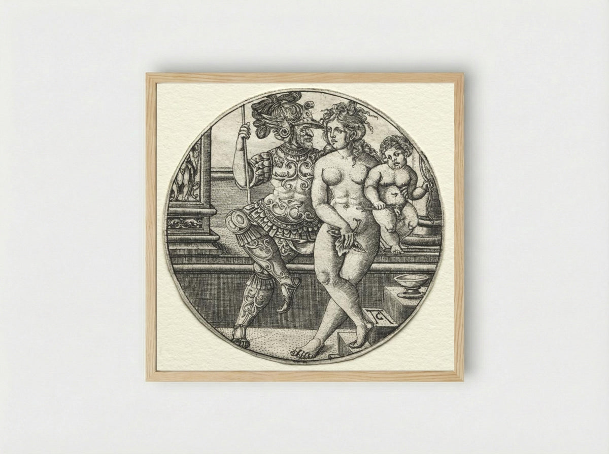 Mars, Venus, and Cupid - Allaert Claesz - Framed Print Wood