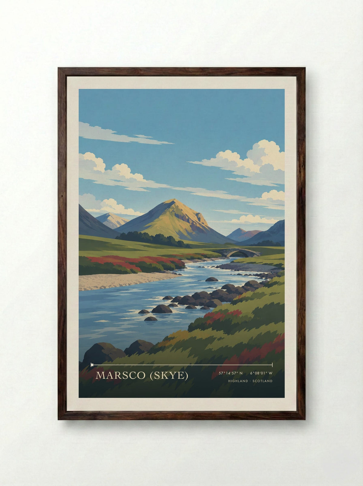 Marsco (Skye), Highland | Travel Poster - Framed Print Dark Wood