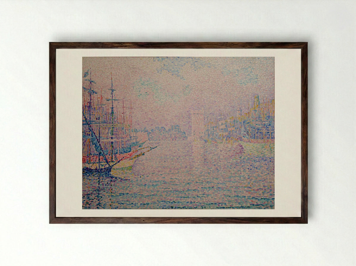 Marseille, an Old Port - Paul Signac - Framed Print Dark Wood