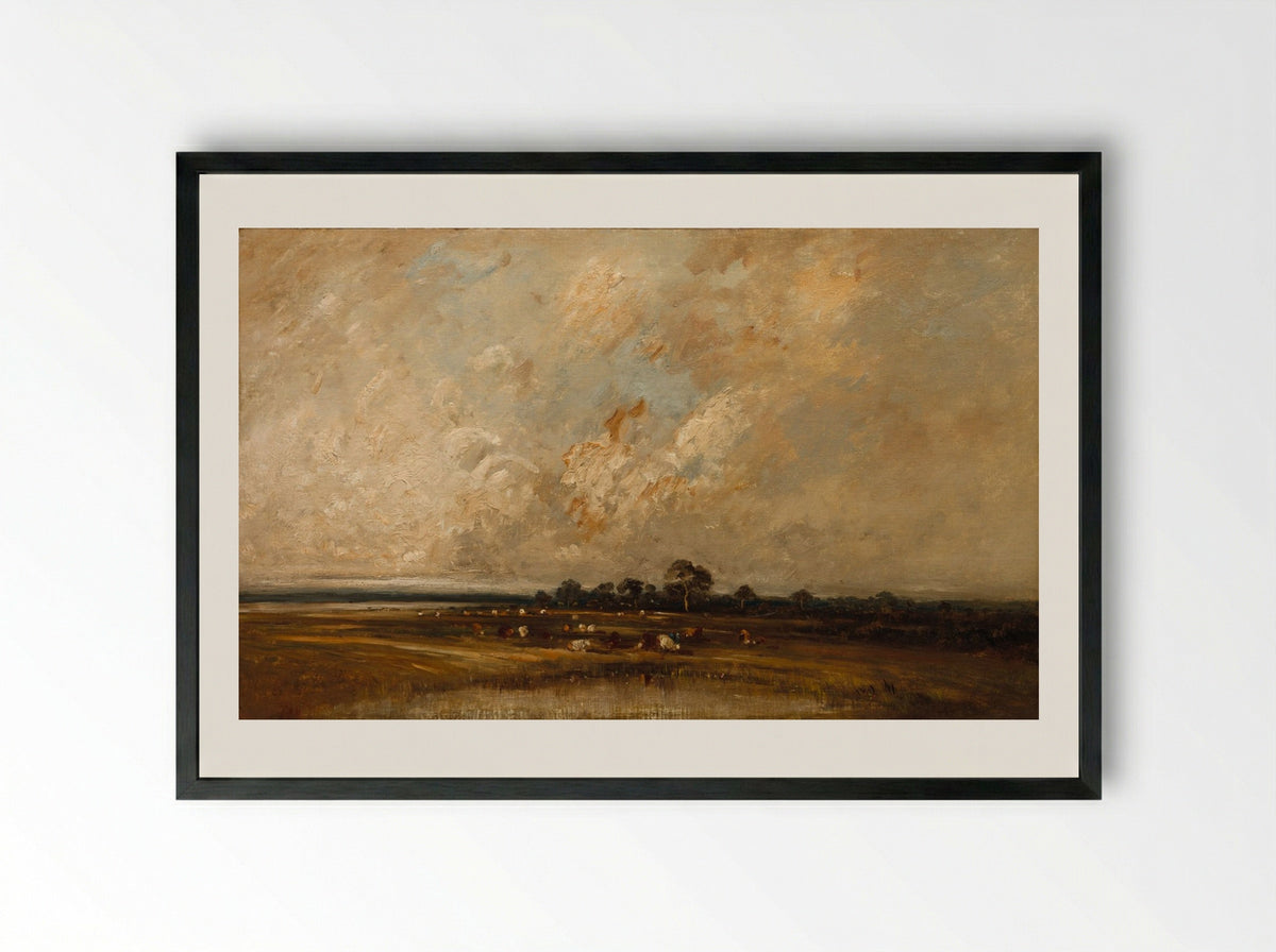 Marshland - Jules Dupré - Framed Print Black