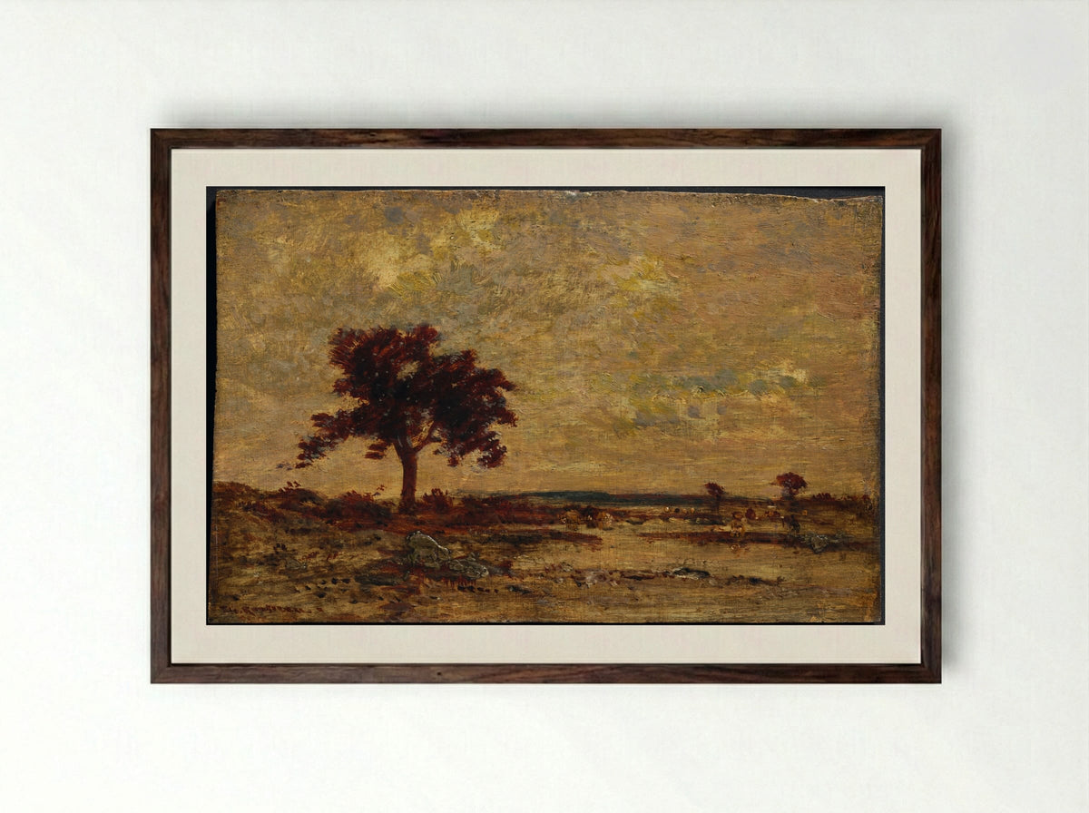 Marshlands - Théodore Rousseau - Framed Print Dark Wood