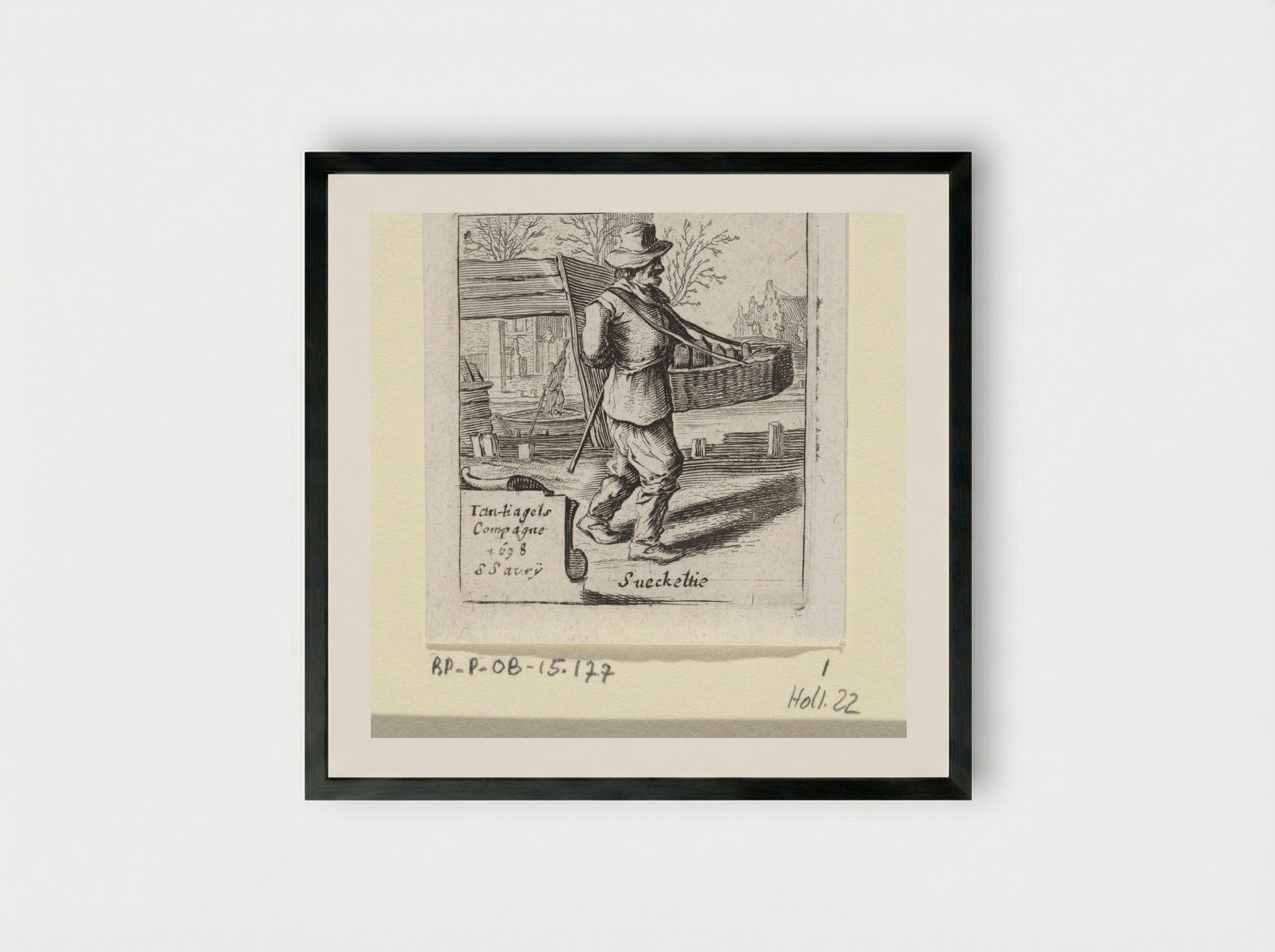 Marskramer bij een dorp - Gillis van Scheyndel (I) - Framed Print Black