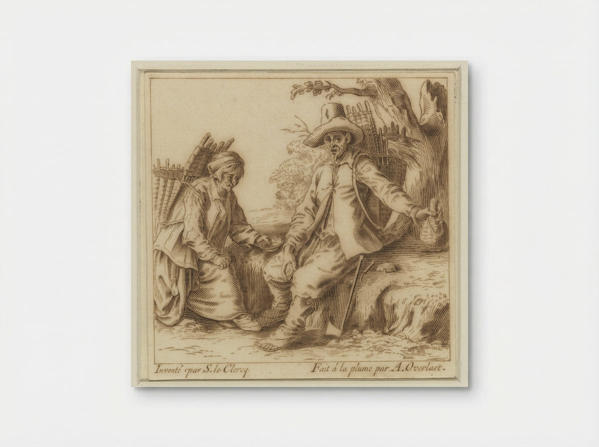 Marskramer en zijn vrouw rustend langs de weg - Antoon Overlaet - Poster