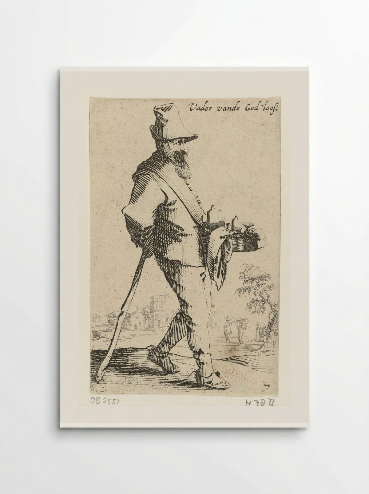 Marskramer leunend op een stok - Salomon Savery - Poster