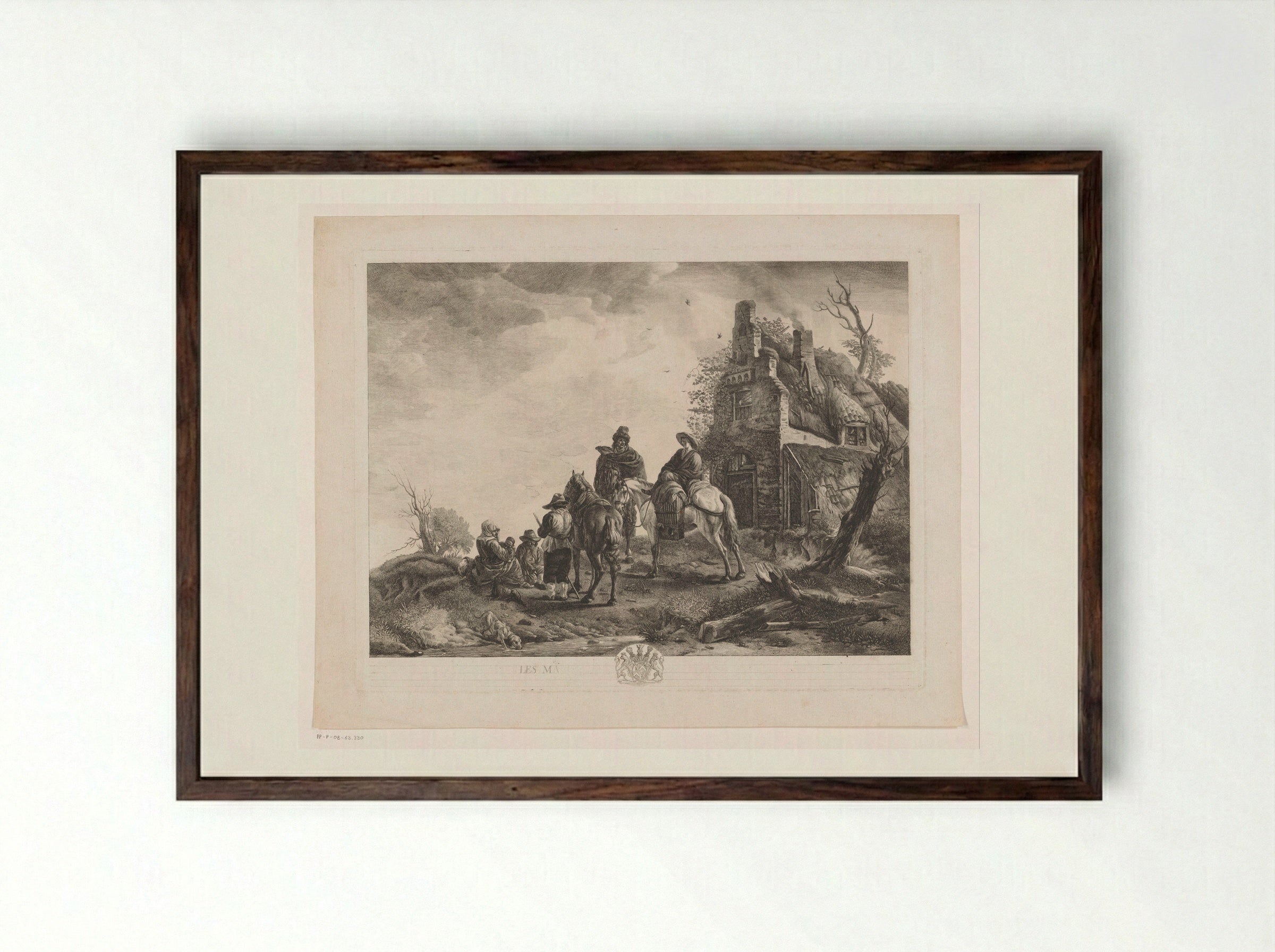 Marskramers voor een huis - Jean Moyreau - Framed Print Dark Wood