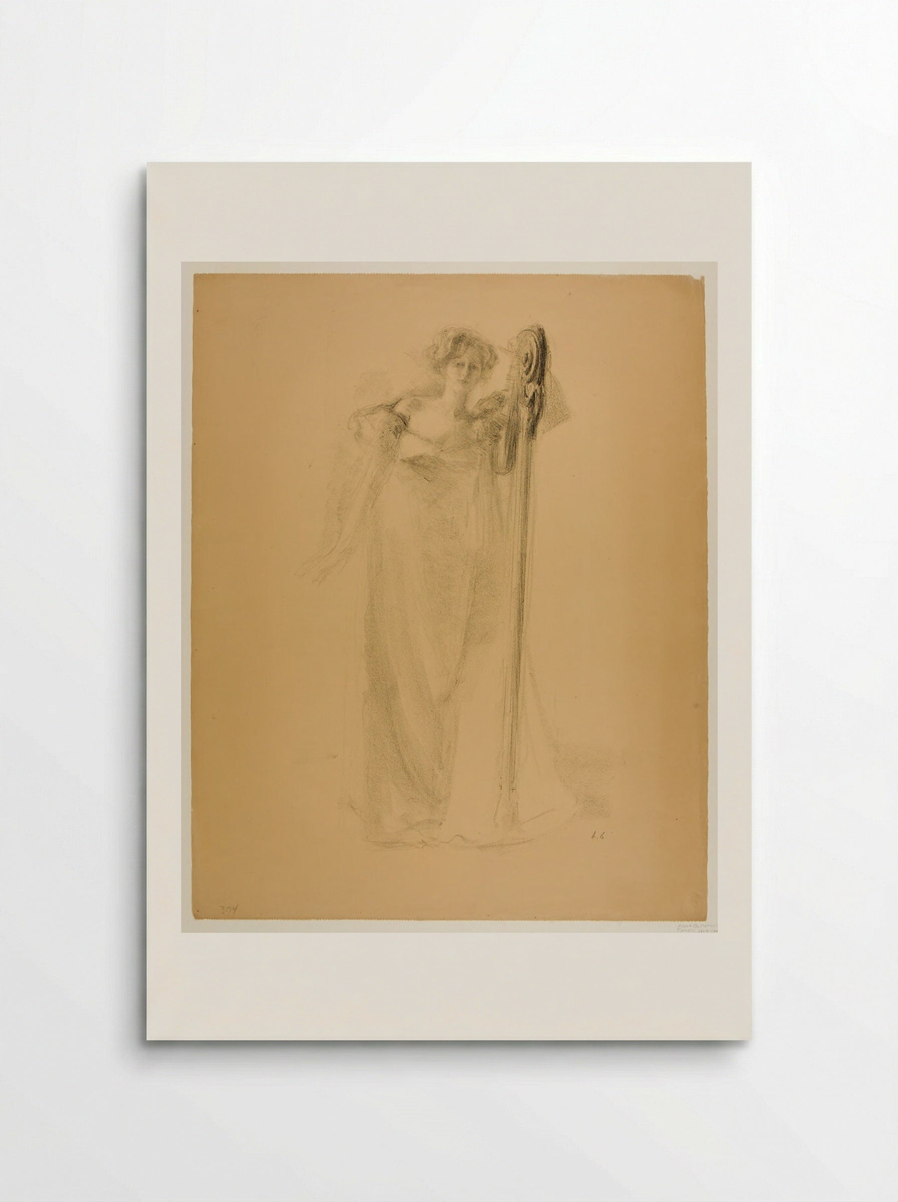Marthe with a Harp - Albert Belleroche - Poster