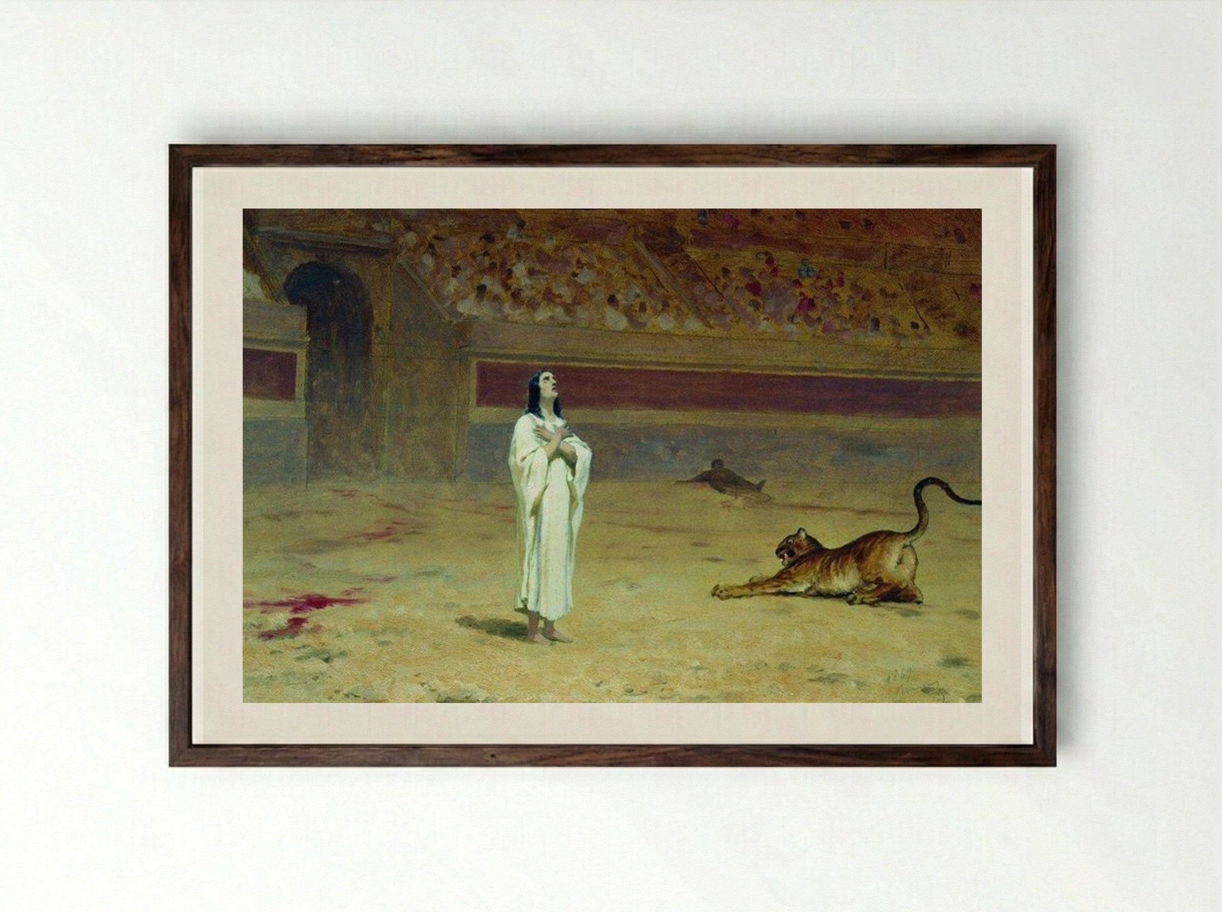 Martyr in the Circus - Fyodor Bronnikov - Framed Print Dark Wood
