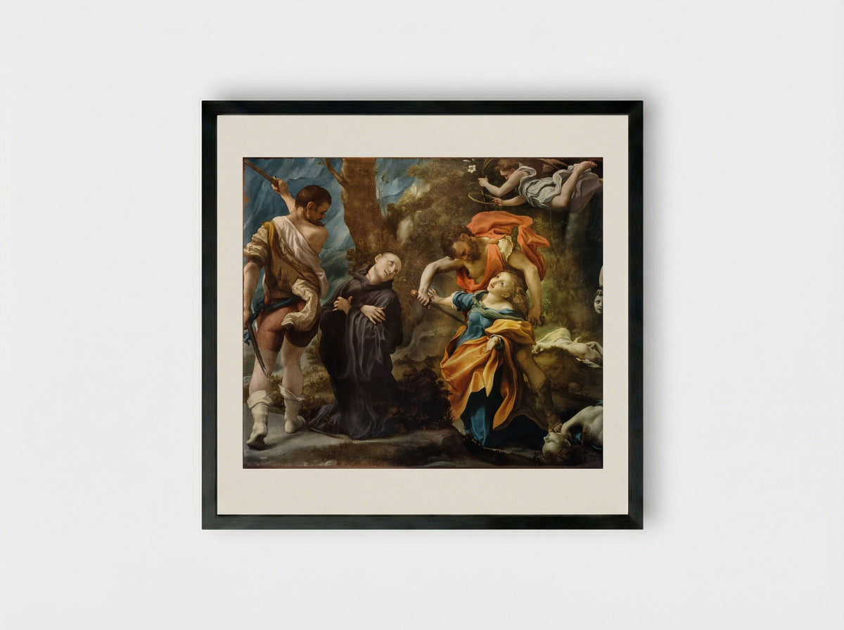 Martyrdom of Four Saints - Correggio - Framed Print Black