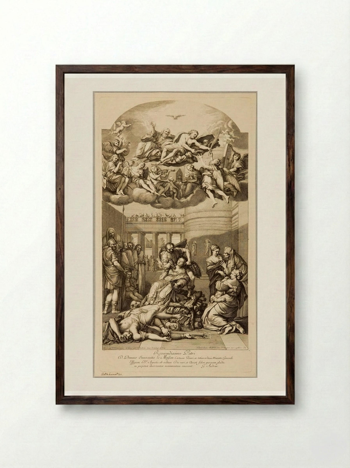 Martyrdom of Saint Agnes - Gérard Audran - Framed Print Dark Wood