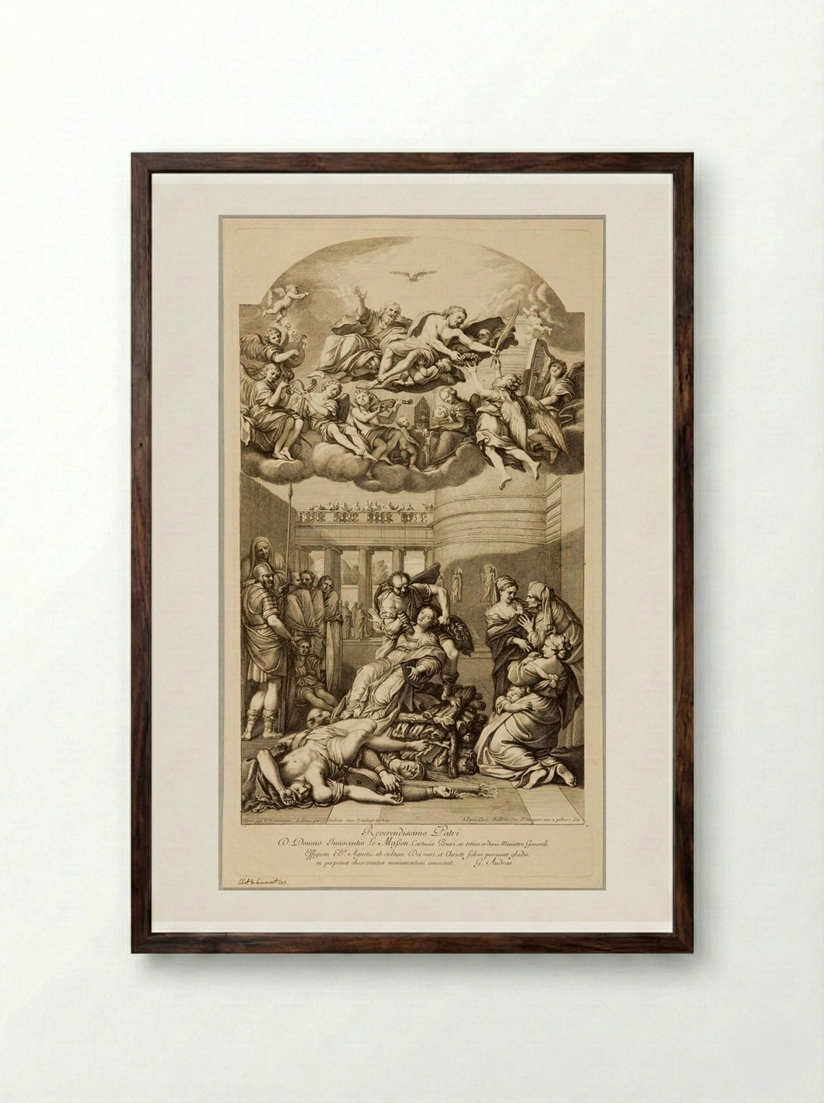 Martyrdom of Saint Agnes - Gérard Audran - Framed Print Dark Wood