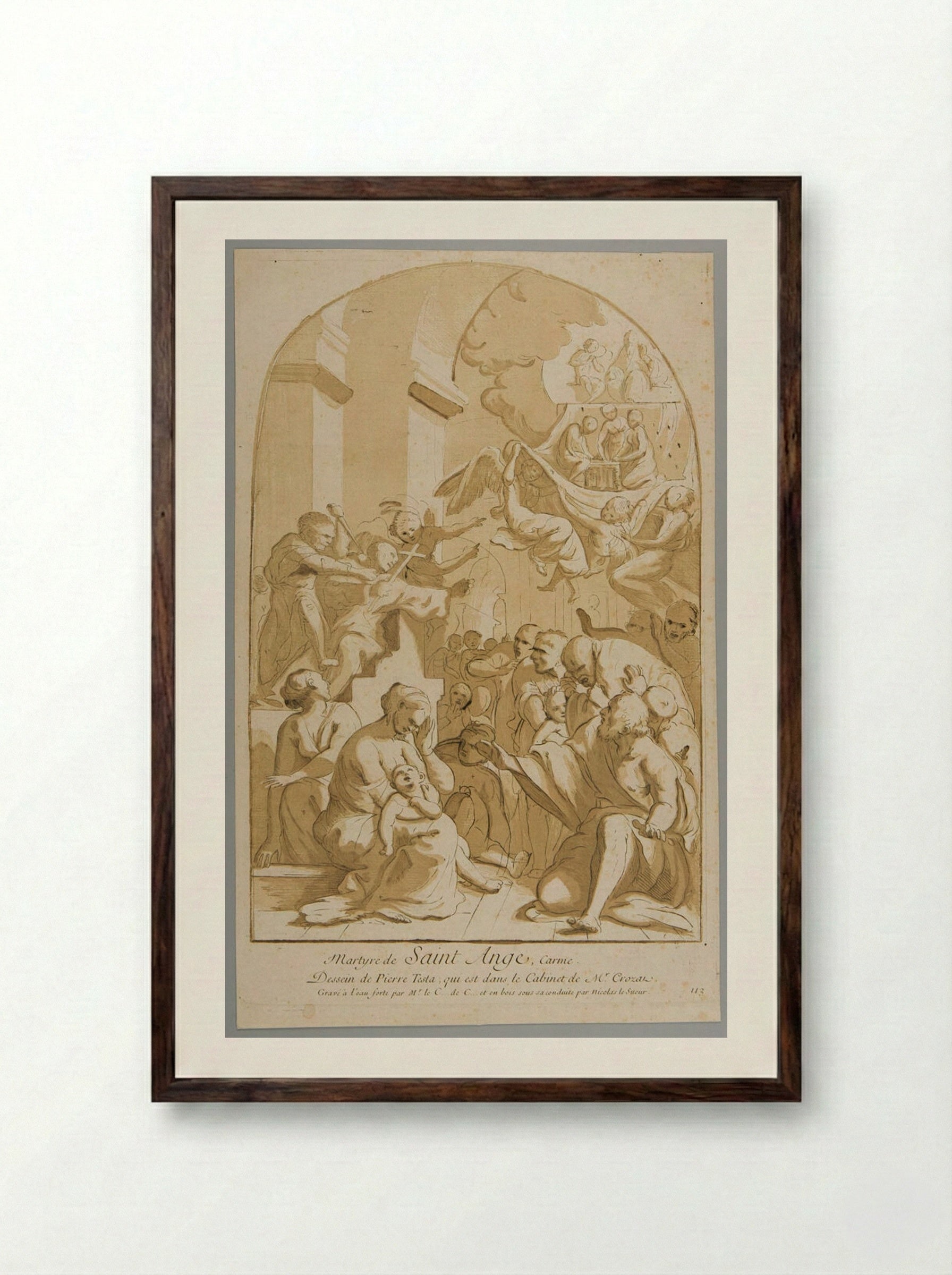Martyrdom of Saint Angelo - Nicolas Le Sueur - Framed Print Dark Wood