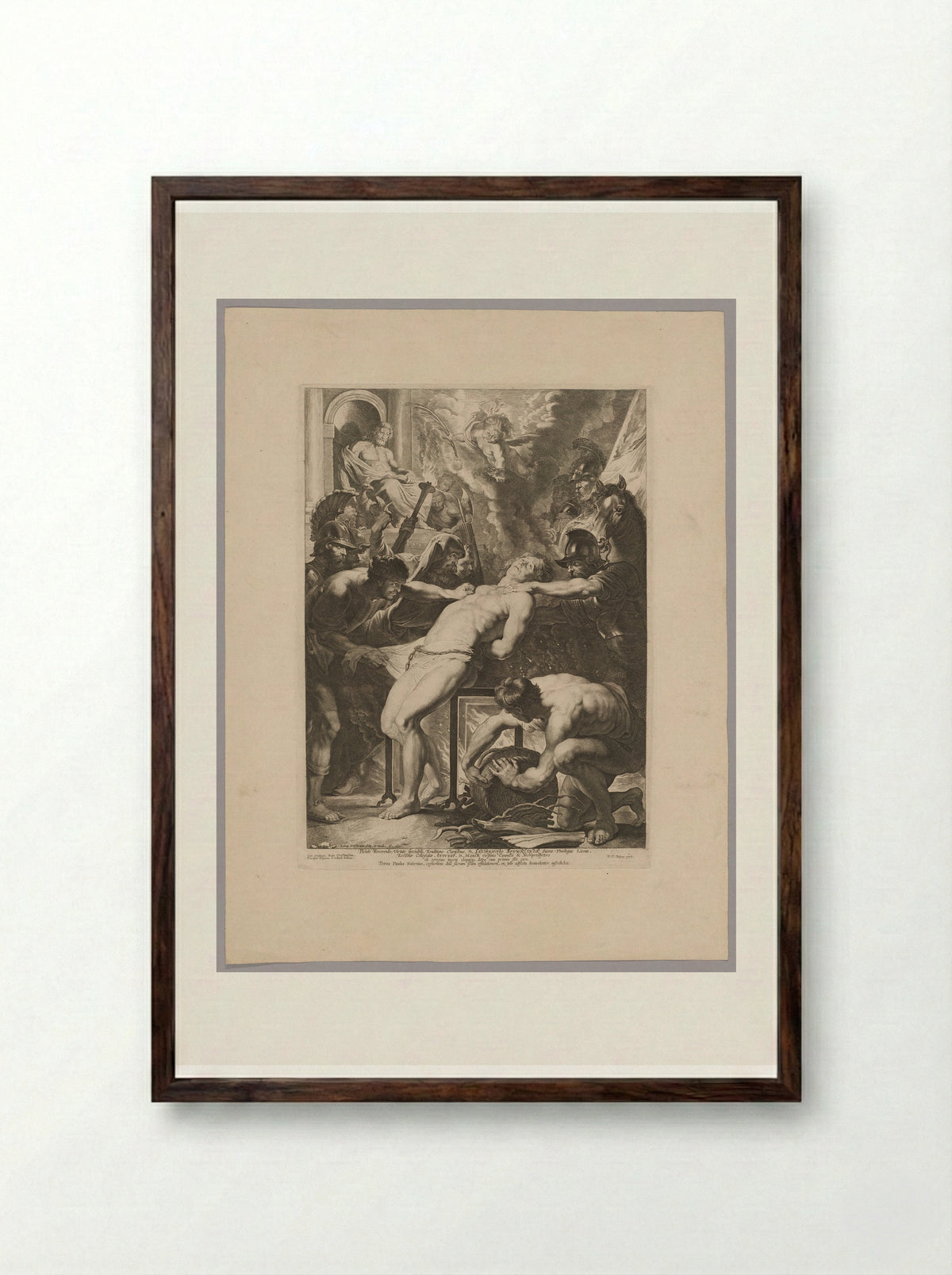 Martyrdom of Saint Lawrence - Lucas Vorsterman I - Framed Print Dark Wood