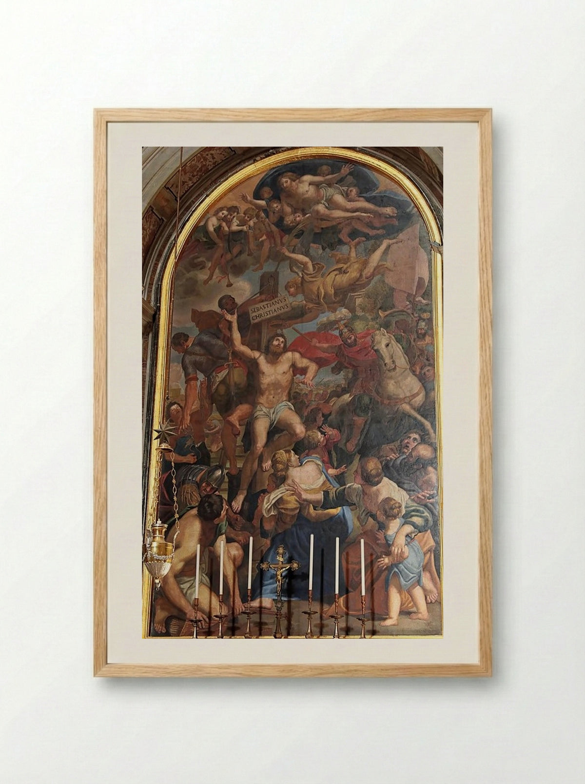Martyrdom of Saint Sebastian - Domenichino - Framed Print Wood