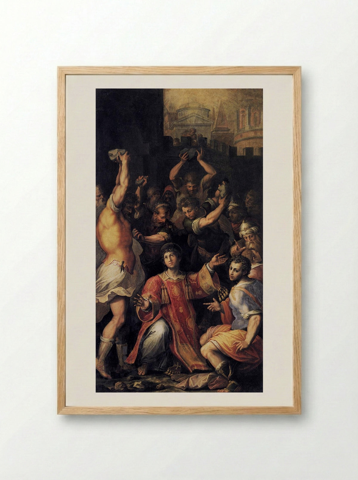 Martyrdom of St. Stephen - Giorgio Vasari - Framed Print Wood
