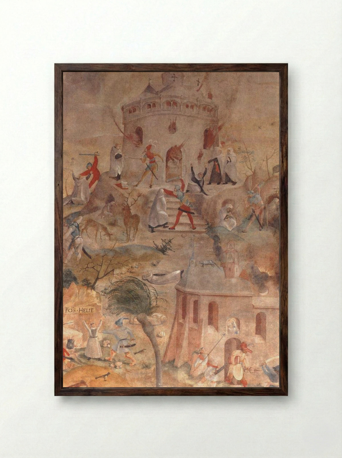 Martyrdom of the Carmelites - Jerg Ratgeb - Framed Print Dark Wood