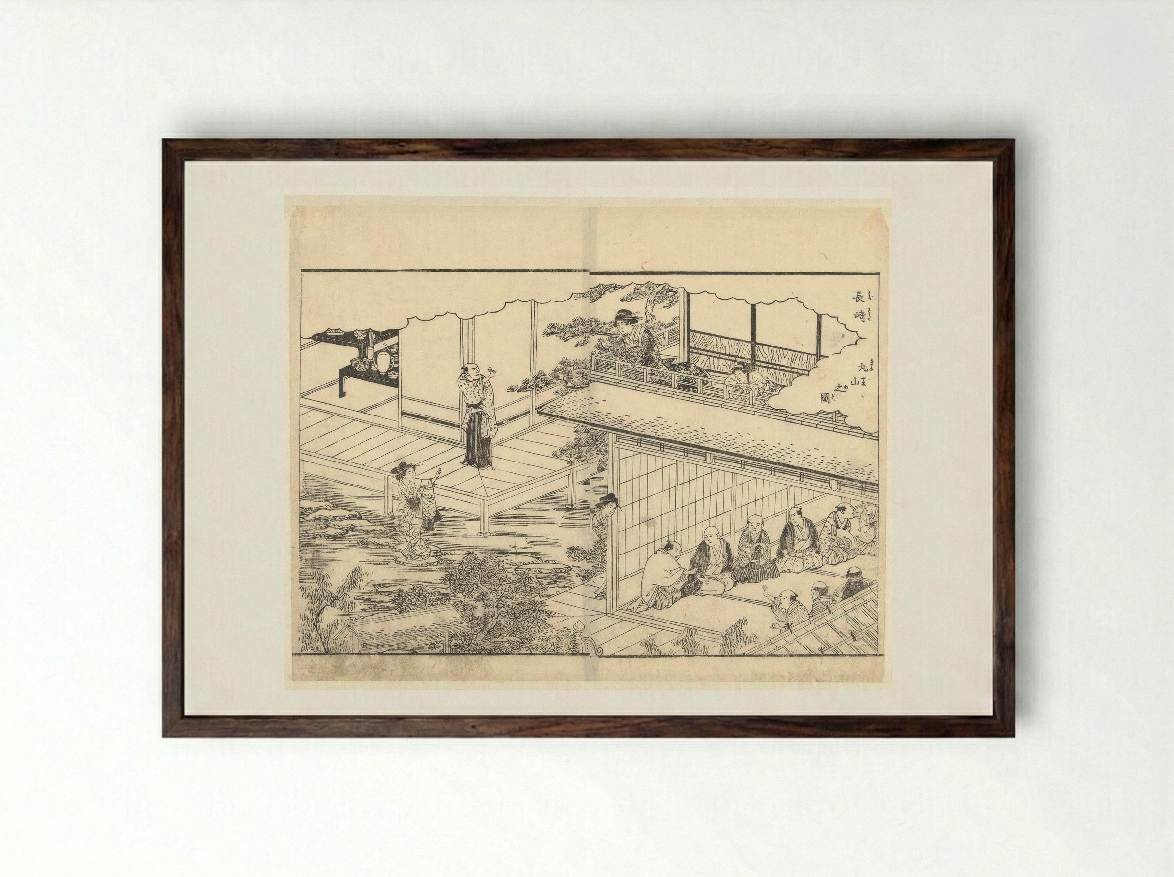 Maruyama in Nagasaki - Katsukawa Shuntei - Framed Print Dark Wood
