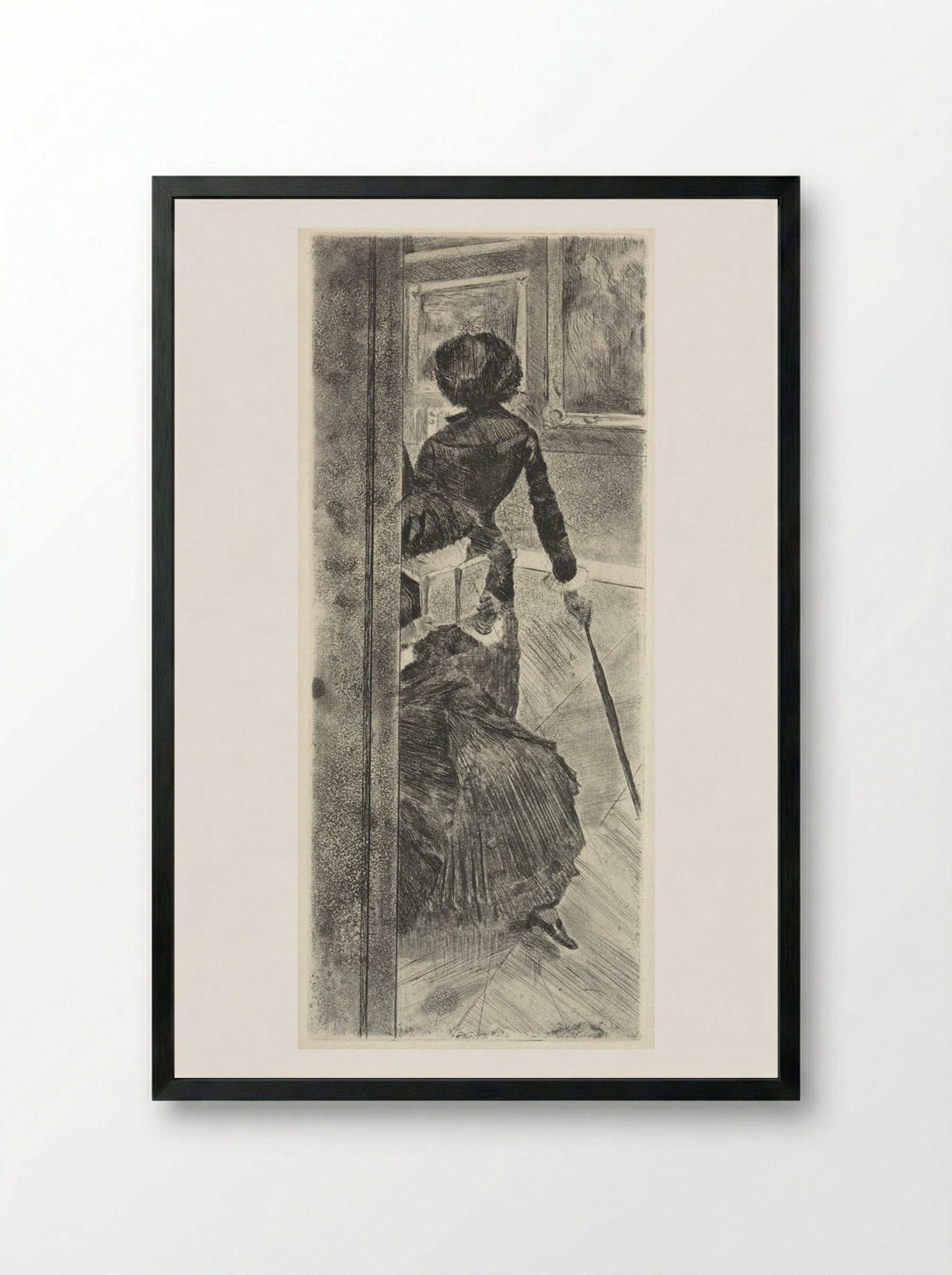 Mary Cassatt at the Louvre: The Paintings Gallery - Hilaire-Germain-Edgar Degas - Framed Print Black