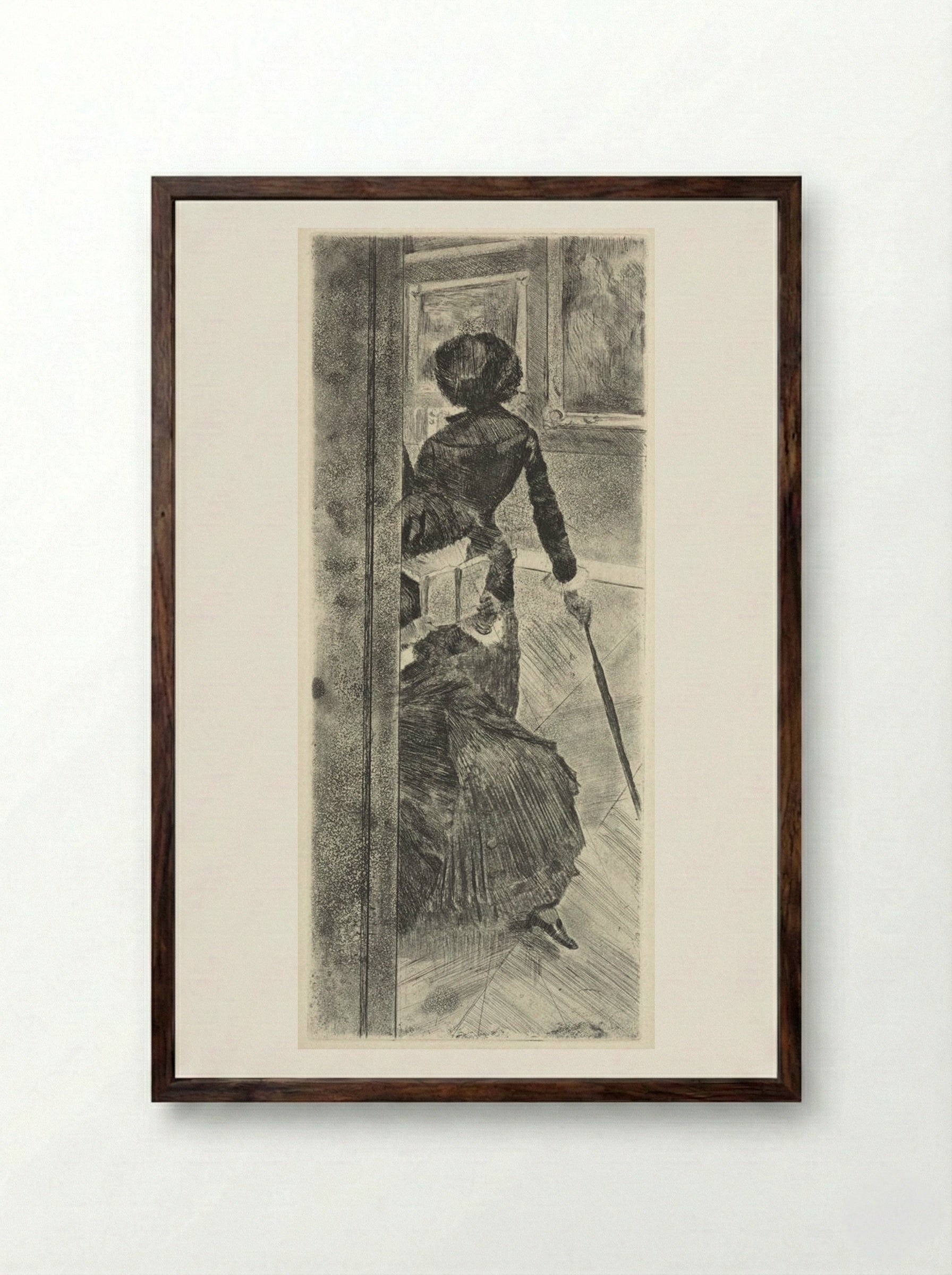 Mary Cassatt at the Louvre: The Paintings Gallery - Hilaire-Germain-Edgar Degas - Framed Print Dark Wood