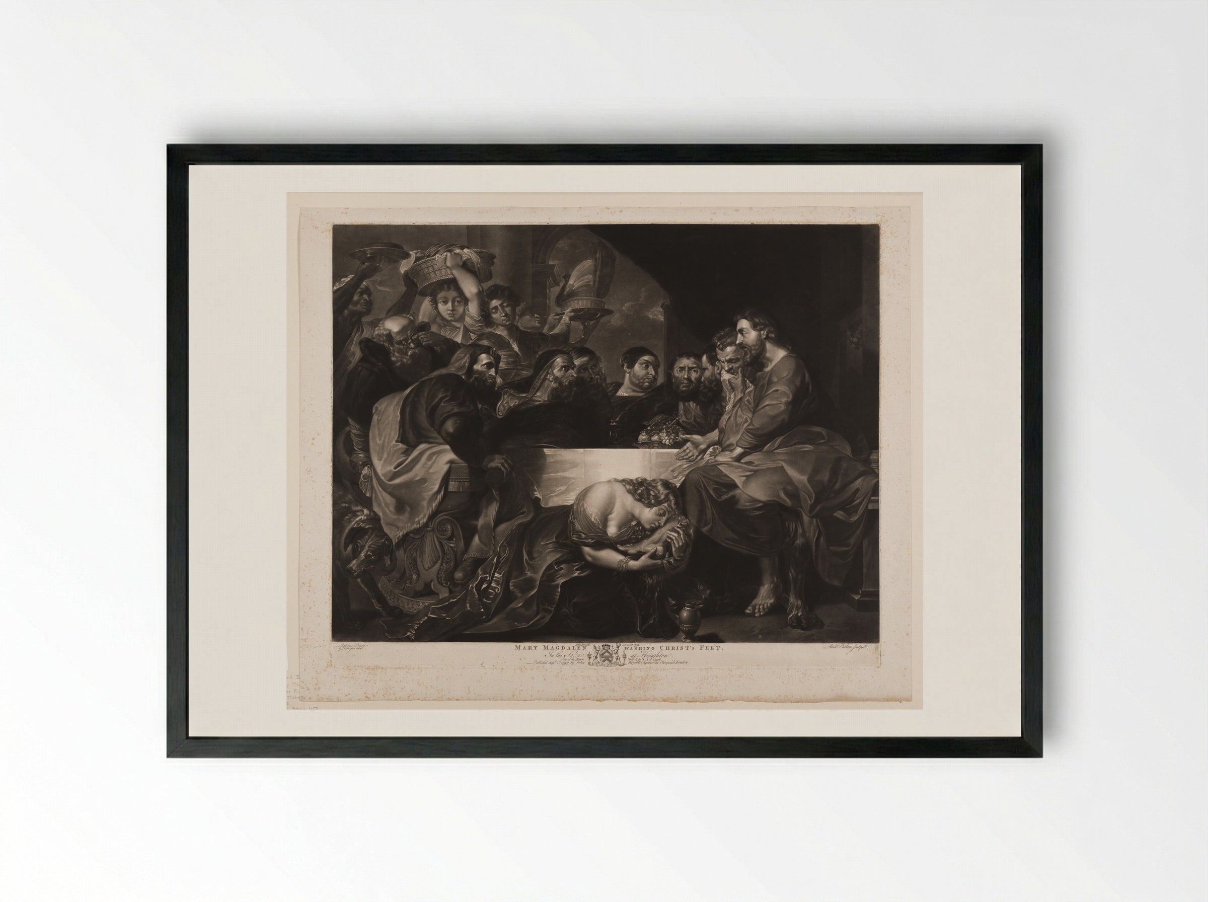 Mary Magdalen Washing Christ's Feet - Richard Earlom - Framed Print Black