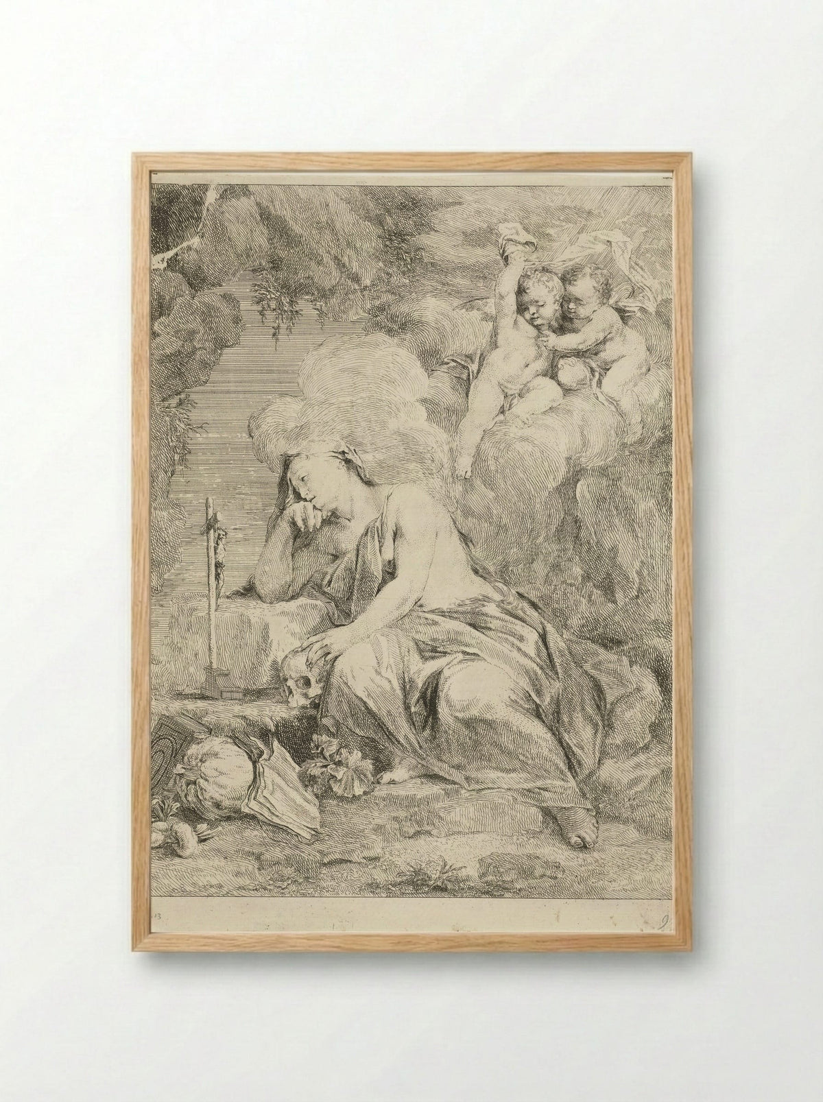 Mary Magdalene Meditating - Louis de Deyster - Framed Print Wood