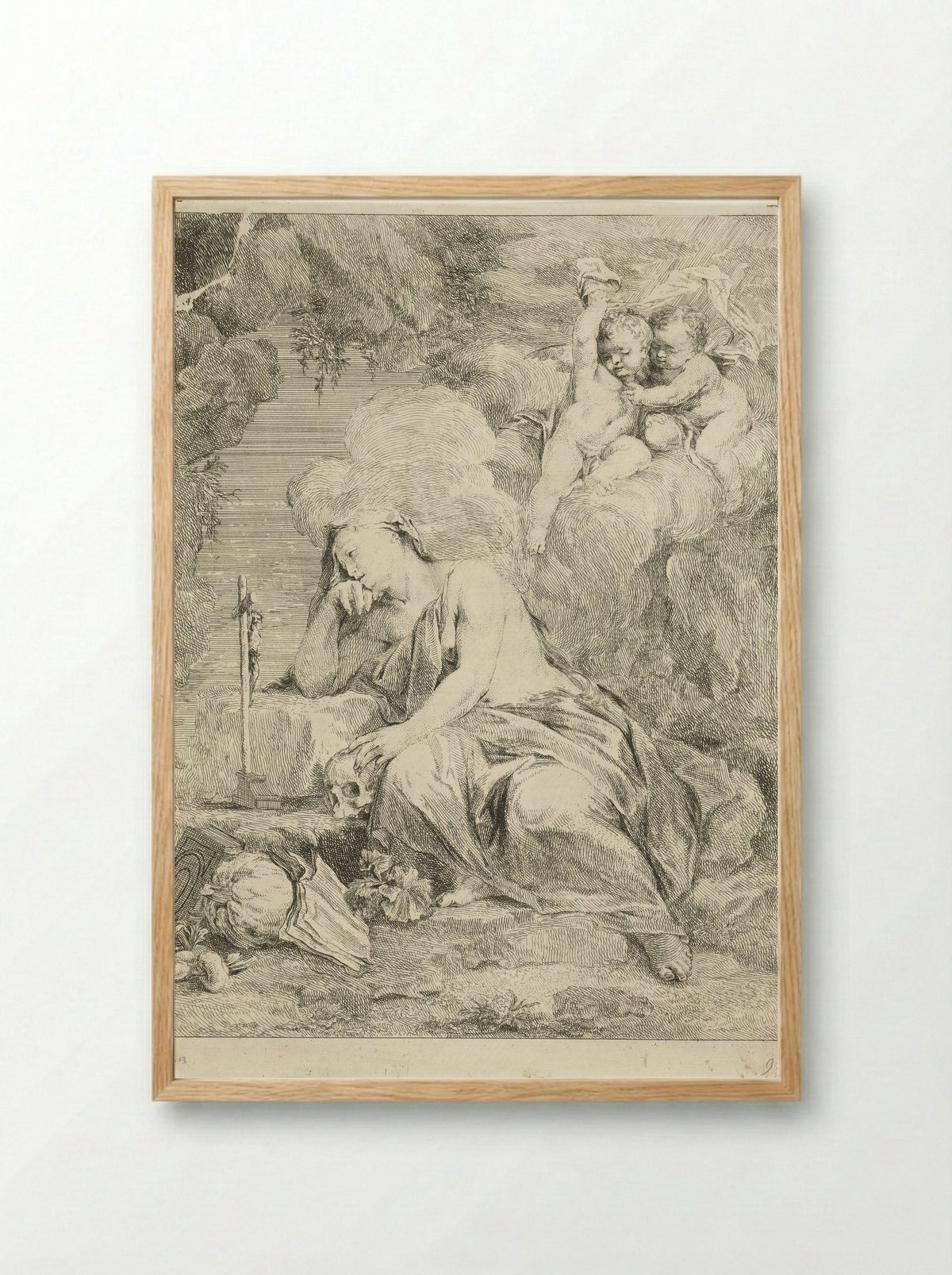 Mary Magdalene Meditating - Louis de Deyster - Framed Print Wood